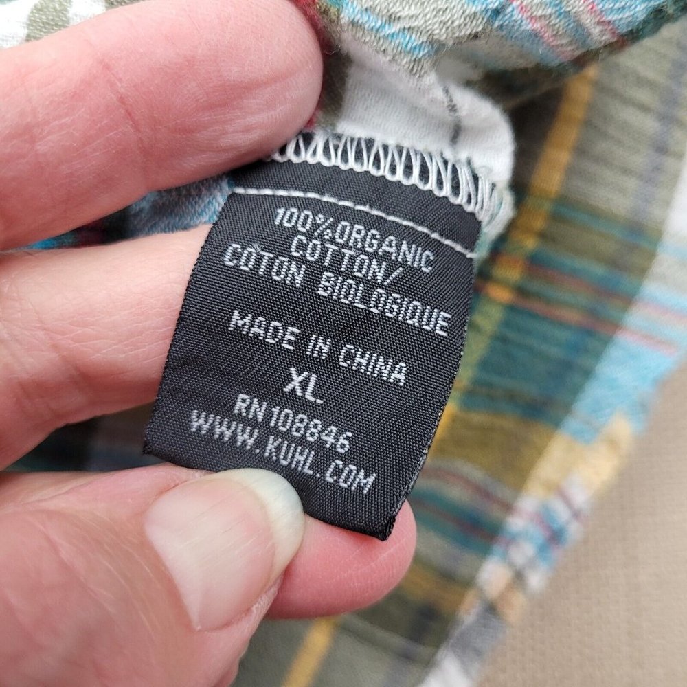 Kuhl Button Up Short Sleeve Shirt Men's Size XL Plaid 100% Organic Cotton - Picture 9 of 11